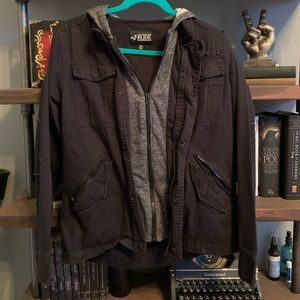XXX RUDE denim jacket/cotton hoodie
